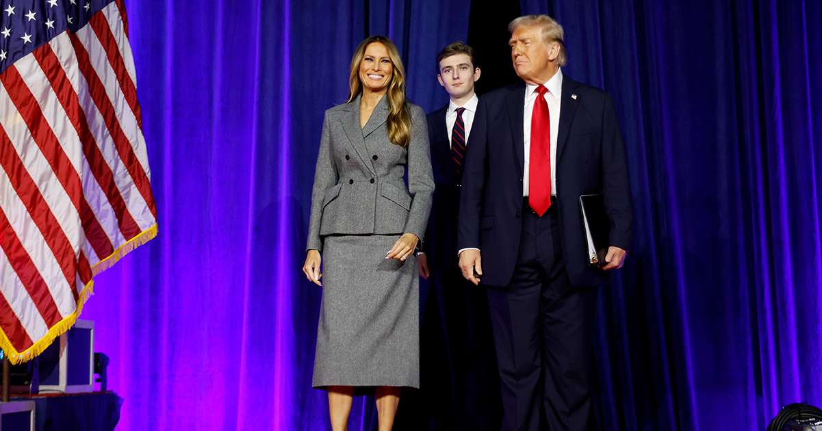 Donald, Melania, and Barron Trump after Donald's election win. Credit / Getty Images