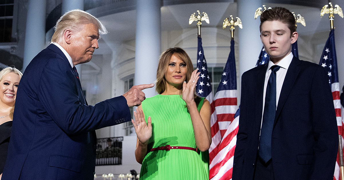 Barron Trump with his parents. Credit / Getty Images