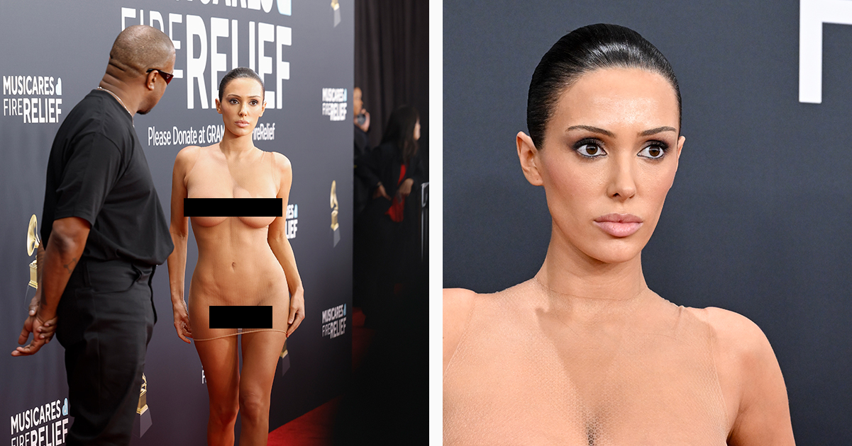 Kanye West and Bianca Censori on the 2025 Grammys red carpet. Credit / Getty Images