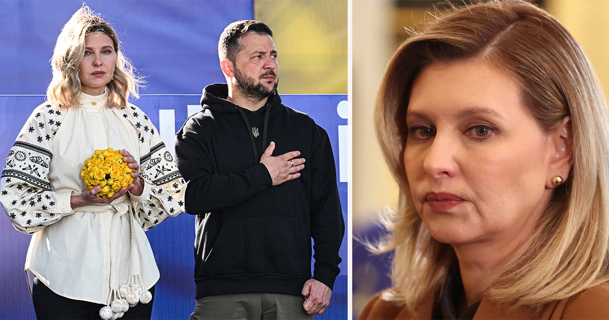 Olena Zelenska (left/right), Volodymyr Zelenskyy (middle) Credit: Getty Images