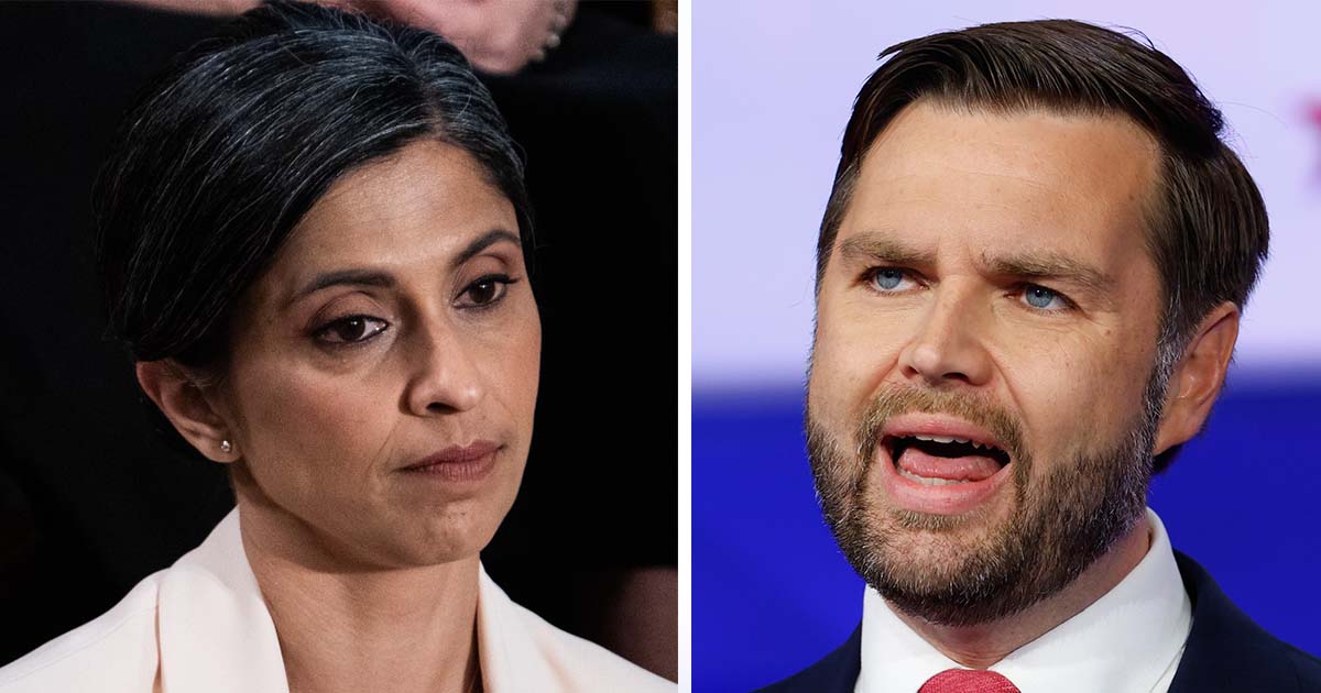 Usha Vance (left), JD Vance (right). Credit: Getty Images