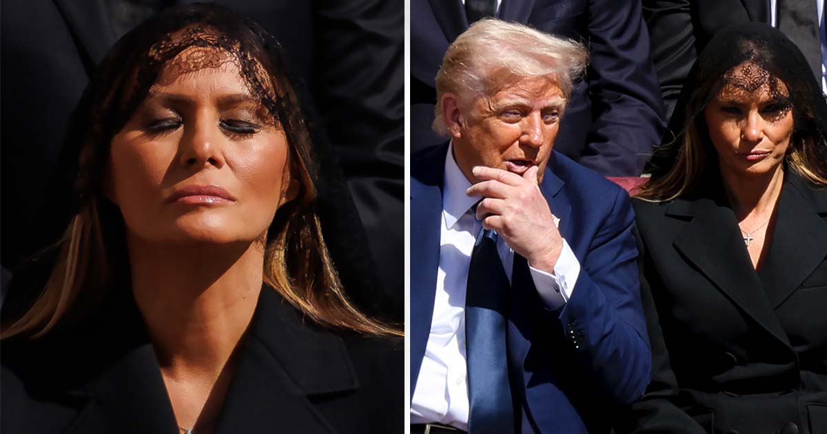 Melania Trump (left/right), Donald Trump (middle). Credit: Getty Images