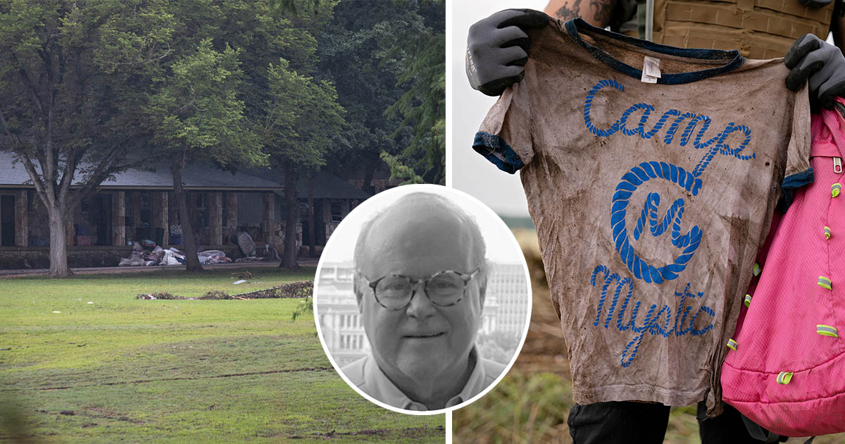 Camp Mystic (left), Dick Eastland (middle). Credit: Getty Images/Camp Mysti
