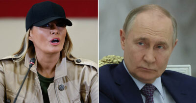 Melania Trump (left), Vladimir Putin (right). Credit: Getty Images