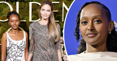 Zahara Jolie (left, right), Angelina Jolie (middle). Credit: Getty Images