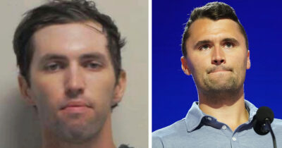 Tyler Robinson (left, Credit: FBI) and Charlie Kirk (right, Credit: Getty Images)