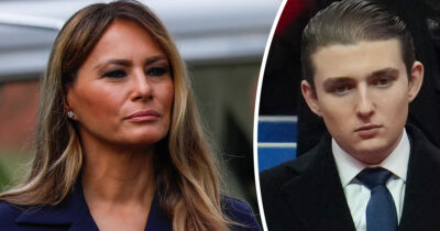 Melania Trump (left), Barron Trump (right). Credit: Getty Images