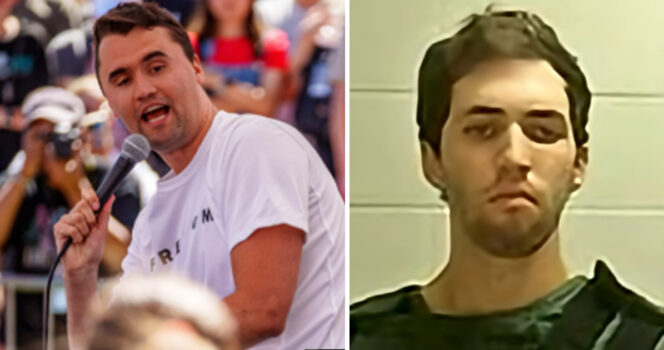 Charlie Kirk (Left. Credit / Getty Images) & suspected shooter Tyler Robinson (Right. Credit / YouTube)