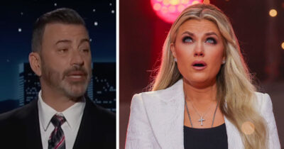 Jimmy Kimmel (left), Erika Kirk (right). Credit: Youtube/JimmyKimmelLive, Getty Images
