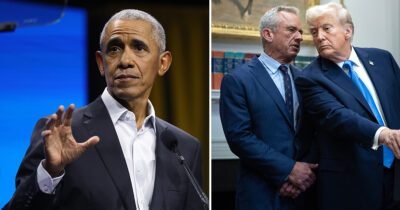 Barack Obama (left) and Donald Trump and RJK Jr. (right). Credit / Getty Images