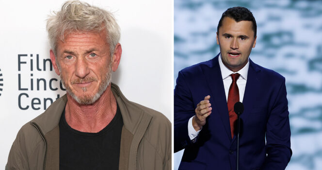 Sean Penn (left) and Charlie Kirk (right). Credit / Getty Images