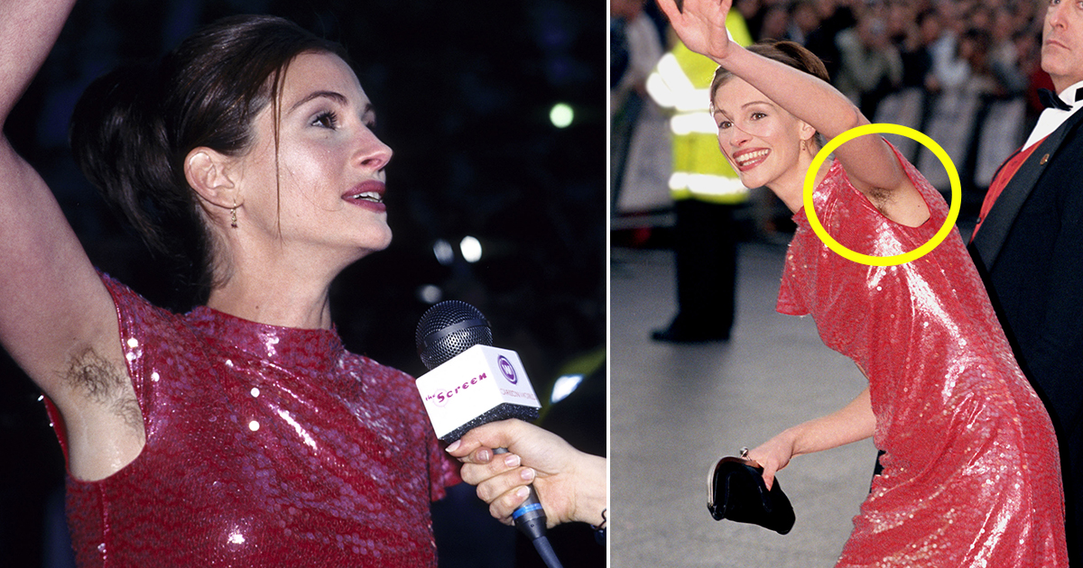 julia roberts red dress armpit 25 Years Ago, Julia Roberts Paired A Sequin Dress With Armpit Hair