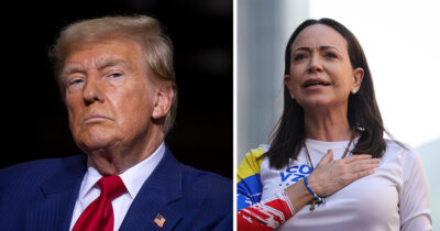 Donald Trump and Nobel Peace Prize winner María Corina Machado. Credit / Getty Images