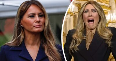 Melania Trump (left), Laura Benanti (right). Credit: Getty Images, Youtube/The Late Show with Stephen Colbert