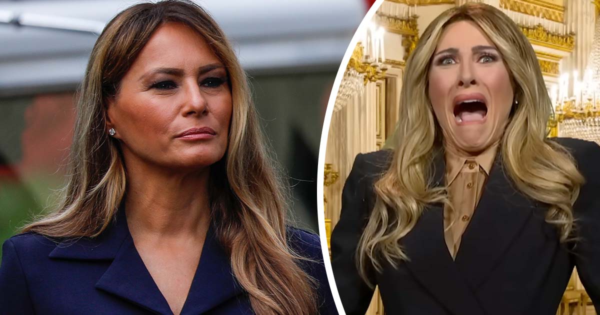 Melania Trump (left), Laura Benanti (right). Credit: Getty Images, Youtube/The Late Show with Stephen Colbert