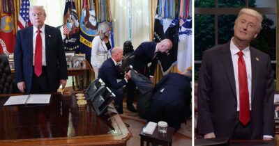 Donald Trump, James Austin Johnson. Credit: Getty Images, Youtube/SNL