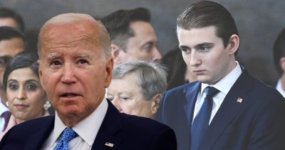 Joe Biden and Barron Trump. Credit / Getty Images