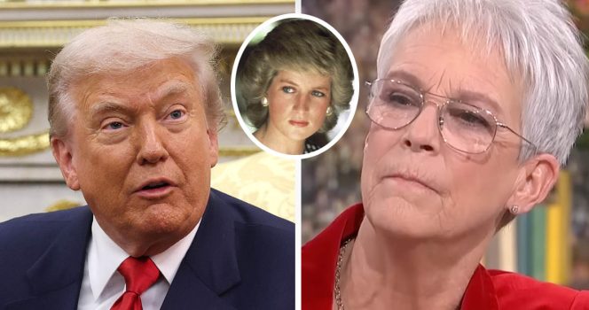 Donald Trump, Princess Diana, Jamie Lee Curtis. Credit: Youtube/This Morning, Getty Images