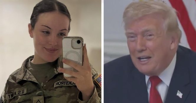 Sarah Beckstrom, Donald Trump. Credit: US National Guard, X/Acyn