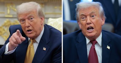 Trump's comments were picked up by a hot mic. Credit / Getty Images