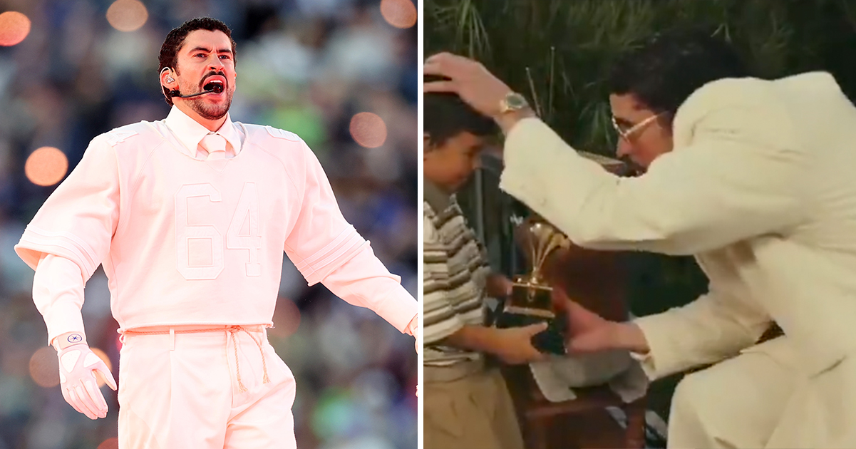 What Bad Bunny handed to little boy during Super Bowl show