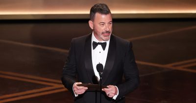 Jimmy Kimmel on stage at the 2026 Academy Awards. Credit / Getty Images