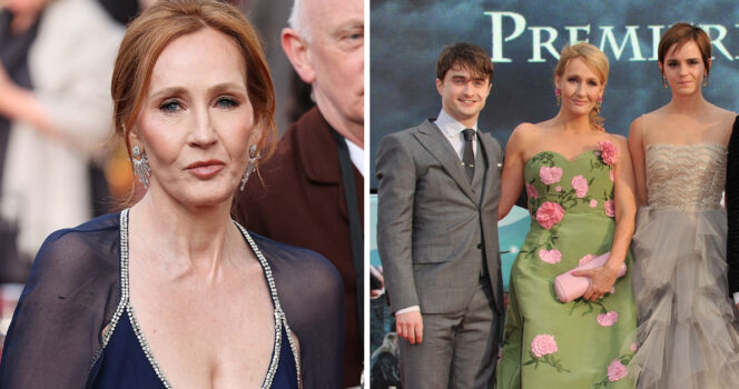 JK Rowling, Daniel Radcliffe and Emma Watson