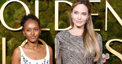 Zahara Jolie and Angelina Jolie attend the 2025 Golden Globe Awards at The Beverly Hilton on January 05, 2025 in Beverly Hills, California. (Photo by Taylor Hill/FilmMagic)