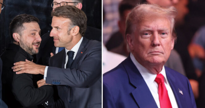 Emmanuel Macron, Volodymyr Zelensky, Donald Trump