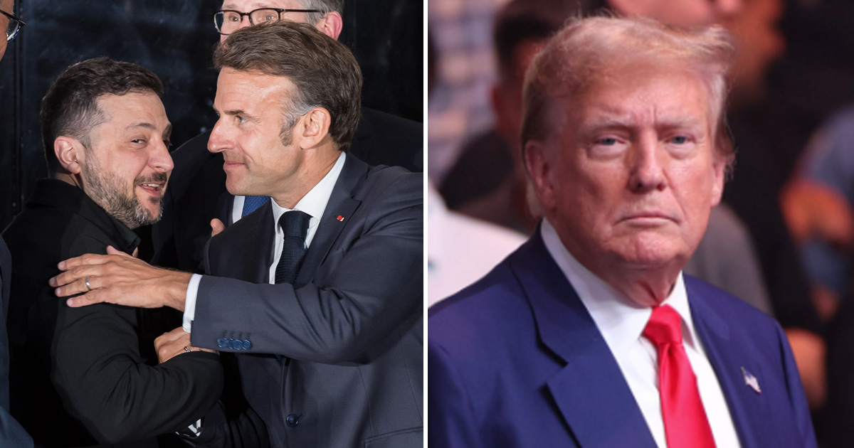 Emmanuel Macron, Volodymyr Zelensky, Donald Trump