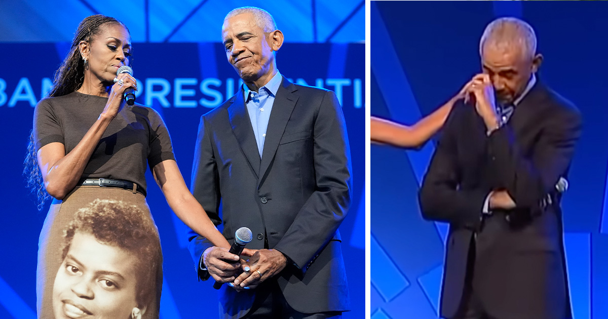 Barack Obama's reaction says it all as Michelle surprise him with deeply touching tribute