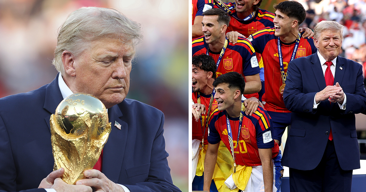Hot mic picks up what one commentator said about Trump's awkward World Cup final moment