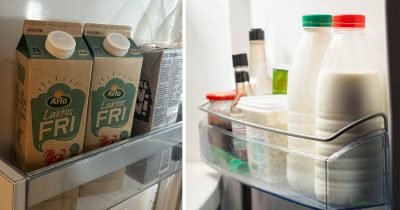 Det är viktigt att placera matvaror som mjölk, på rätt sätt i kylen