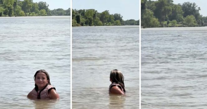 Alligator närmar sig 12-åring som skrattar åt det. Foto: Tiktok