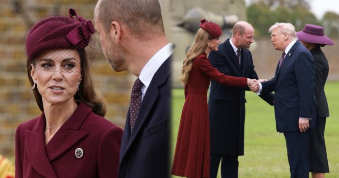 Donald och Melania Trump välkomnas till Storbritannien av prins William och Kate. Foto: Foto: Ian Vogler/AP/TT & Aaron Chown/AP/TT