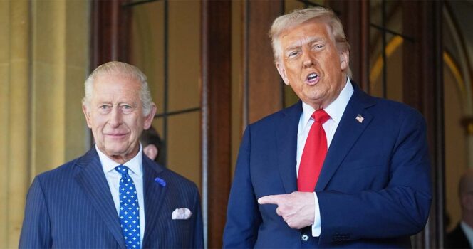 Kung Charles och president Donald Trump på statsbesöket i Storbritannien i september 2025. Foto: Evan Vucci/AP/TT