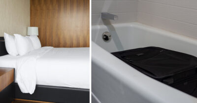 Om du placerar ditt bagage i badkaret kan du skydda dina tillhörigheter mot vägglöss