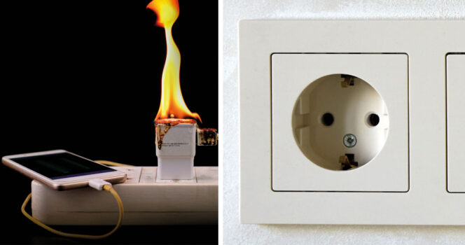 Laddare tar eld. Foto: Shutterstock