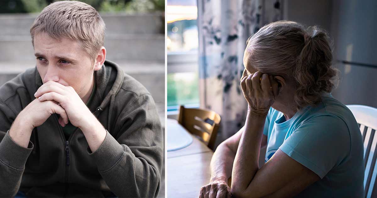 Ledsen kvinna, vuxen man.