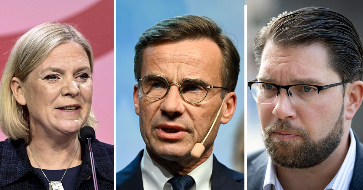 Magdalena Andersson, Ulf Kristersson och Jimmy Åkesson är partiledare.