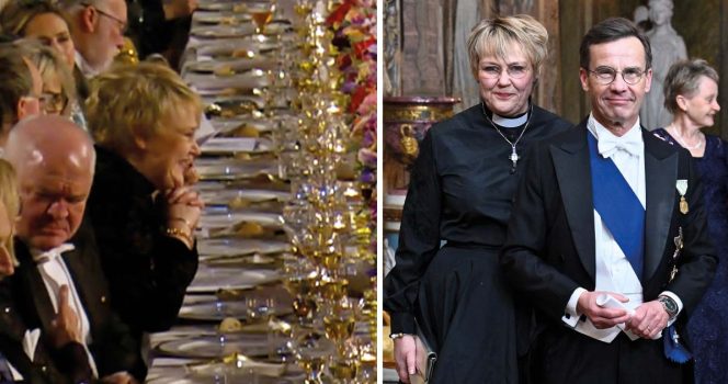 Birgitta Kristersson Ed och Ulf Kristersson på Nobelbanketten. Foto: SVT & TT