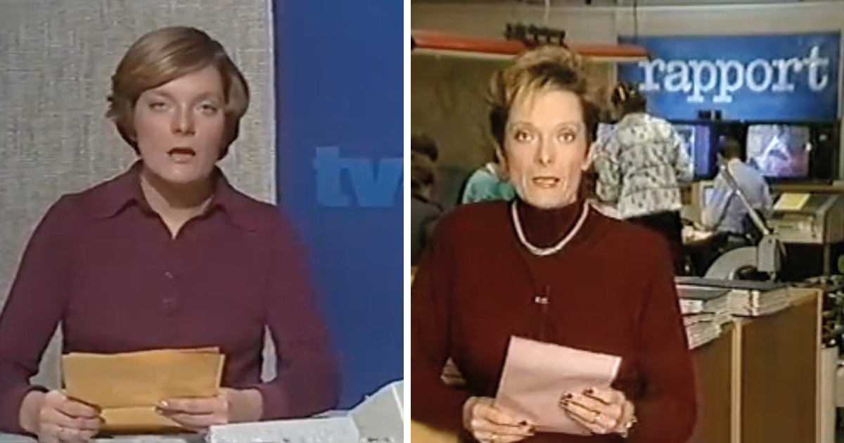 Mildred Eriksson i Rapport och TV-nytt. Foto: Youtube