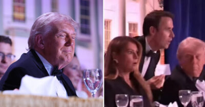 Donald Trump på galamiddagen. Foto: Tom Brenner /AP/TT & Youtube