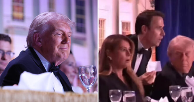 Donald Trump på galamiddagen. Foto: Tom Brenner /AP/TT & Youtube