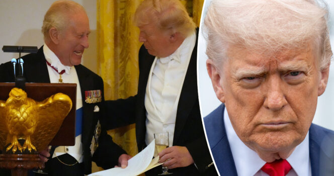 Kung Charles och Donald Trump. Foto: Alex Brandon /AP/TT & Shutterstock