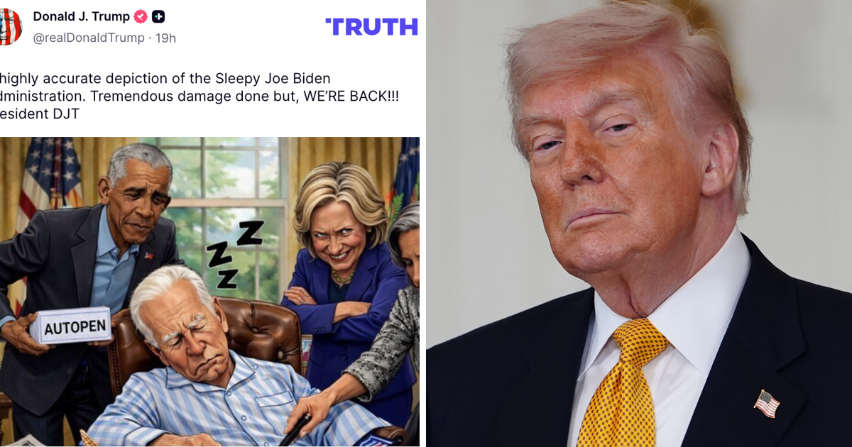 Donald Trump hånar Barack Obama och Joe Biden i ny bild