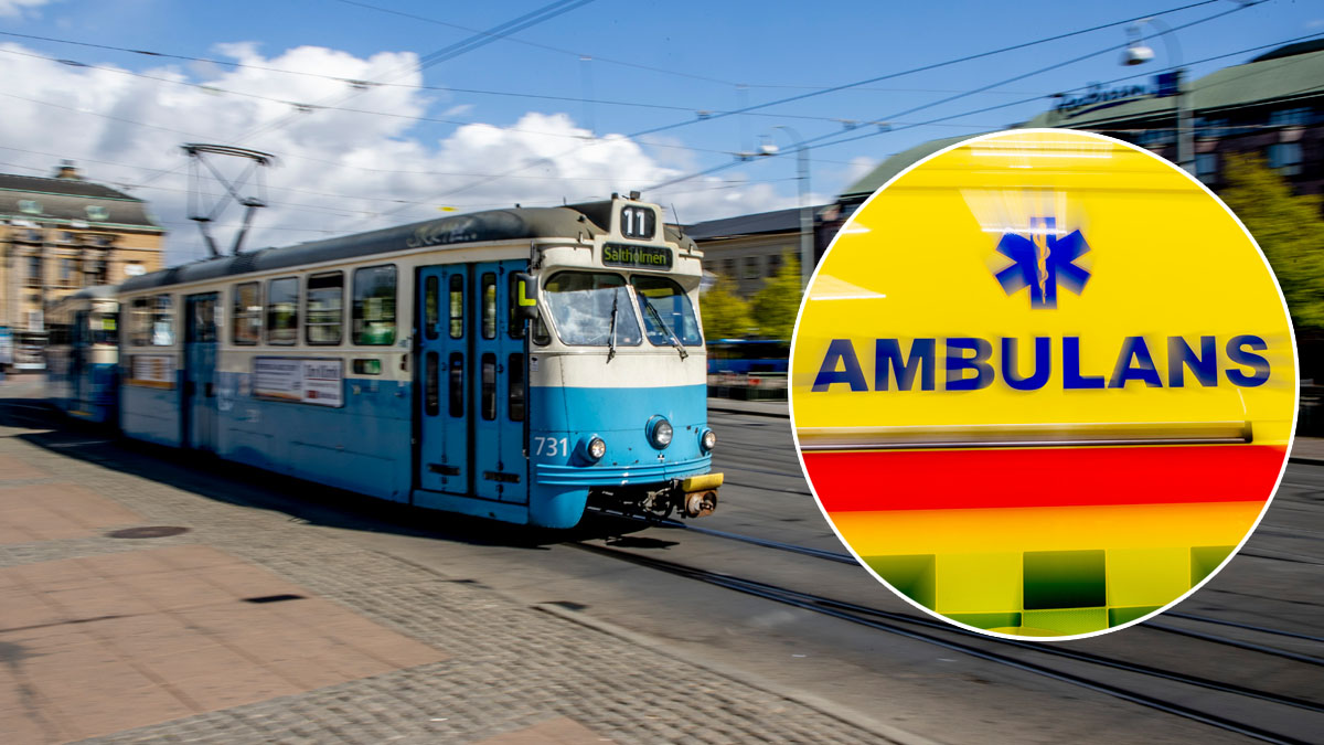Spårvagn i Göteborg, ambulans. Genrefoto: Adam Ihse/TT