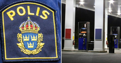 polis, bensinstation