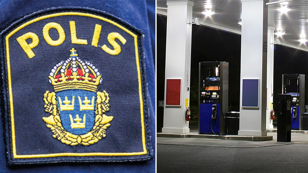 polis, bensinstation