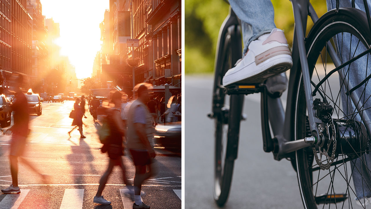 Daria Serkov blev påkärd av lastbil. Genrebild: En gata i New York och en tjej på en cykel.